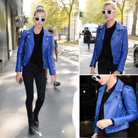 π₯ IRO Blue Leather Biker Jacket π₯ - Picture 15 of 16